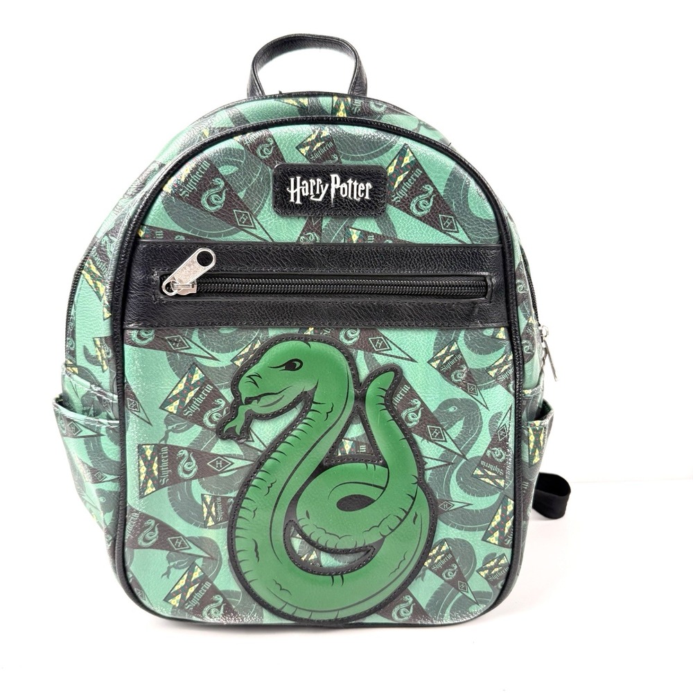 Harry Potter Slytherin Loungefly Mini 12" Backpack Green Black Snake‎ Bag